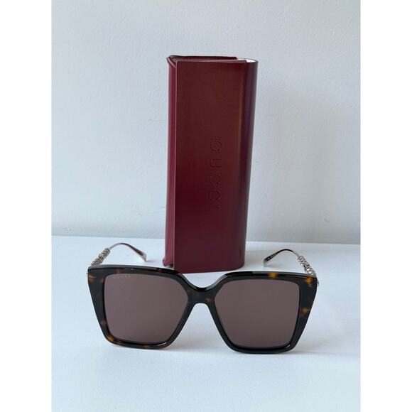 NEW Gucci GG1967S Oversized Brown Crystal Sunglasses $665 main image 5